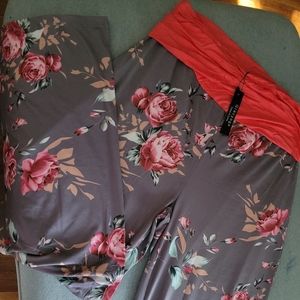 Wide leg floral yoga pants/PJ pants - soft & stretchy